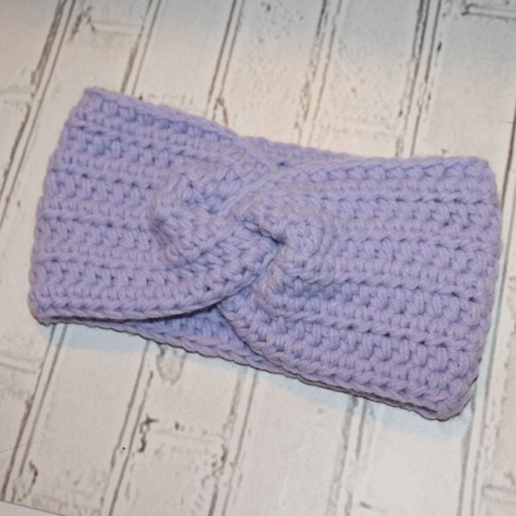 💜🌸 Chunky Crochet Headband – Lavender Purple · Handmade · One Size - Picture 2 of 3